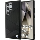 BMW - Natural Signature Leather Crossing Lines Pattern (BMHCS24L23RCGPK) - Samsung Galaxy S24 Ultra - Black