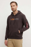 Alpha Industries bluză Alpha Label Hoody bărbați, culoarea maro, cu glugă, cu imprimeu 118331.696