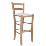 Scaun Paesana bar - cadru natur - imitatie piele alb - 21894