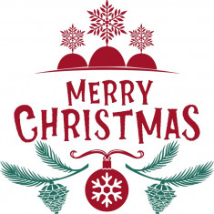 Sticker decorativ, Merry Christmas , Rosu, 60 cm, 4892ST