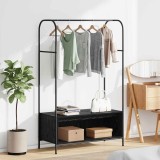 Suport haine cu rafturi Stejar negru 100x44x160 cm