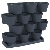 Set ghivece de plante verticale 12 buc. antracit polipropilena