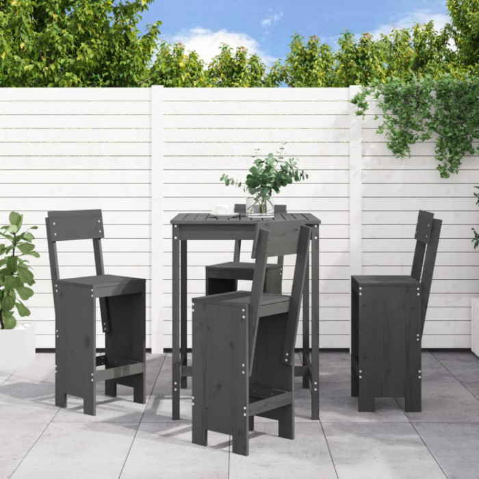 Set mobilier bar pentru gradina, 5 piese, gri, lemn masiv pin GartenMobel Dekor