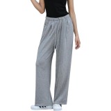Pantaloni palazzo din in pentru femei, casual, cu picior larg, pentru vară, de relaxare