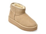 Ghete EMU bej, STINGER MICRO FLATFORM, din piele intoarsa
