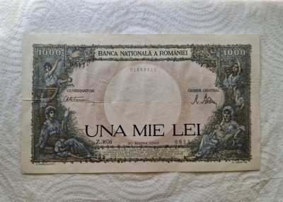 Bancnota de 1000 lei emisa la 20 martie 1945 foto