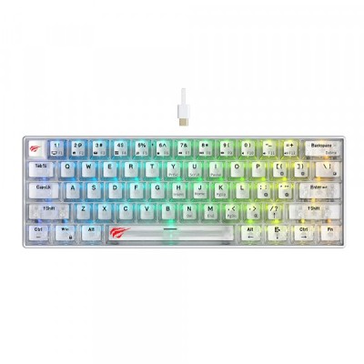 Tastatura Gaming HAVIT KB903L, RGB, 1.8m, Transparenta Alba foto