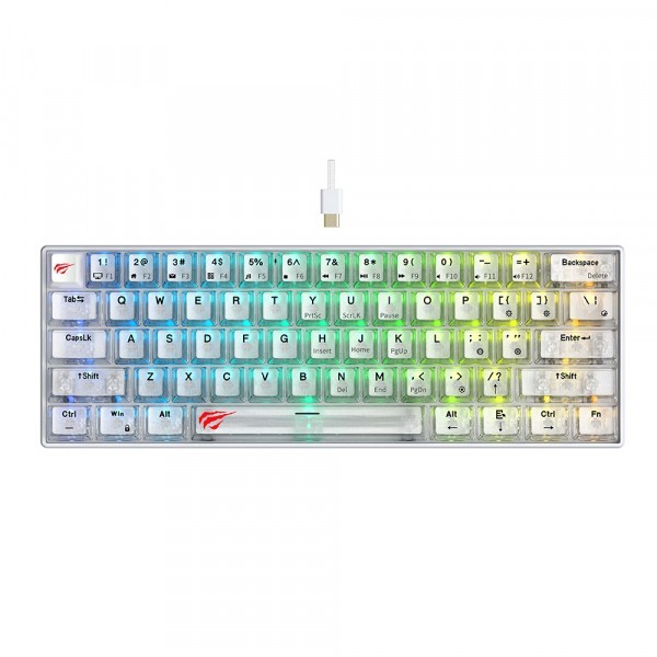 Tastatura Gaming HAVIT KB903L, RGB, 1.8m, Transparenta Alba
