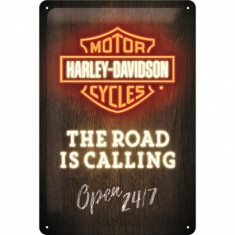 Placa metalica - Harley-Davidson Road is Calling - 20x30 cm