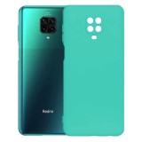 Husa Silicon Silk Touch compatibila cu Xiaomi Redmi Note 9 Pro, interior catifea, Turcoaz