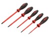 Set șurubelnițe izolate, plată, m&acirc;ner bicomponent, 5 buc.