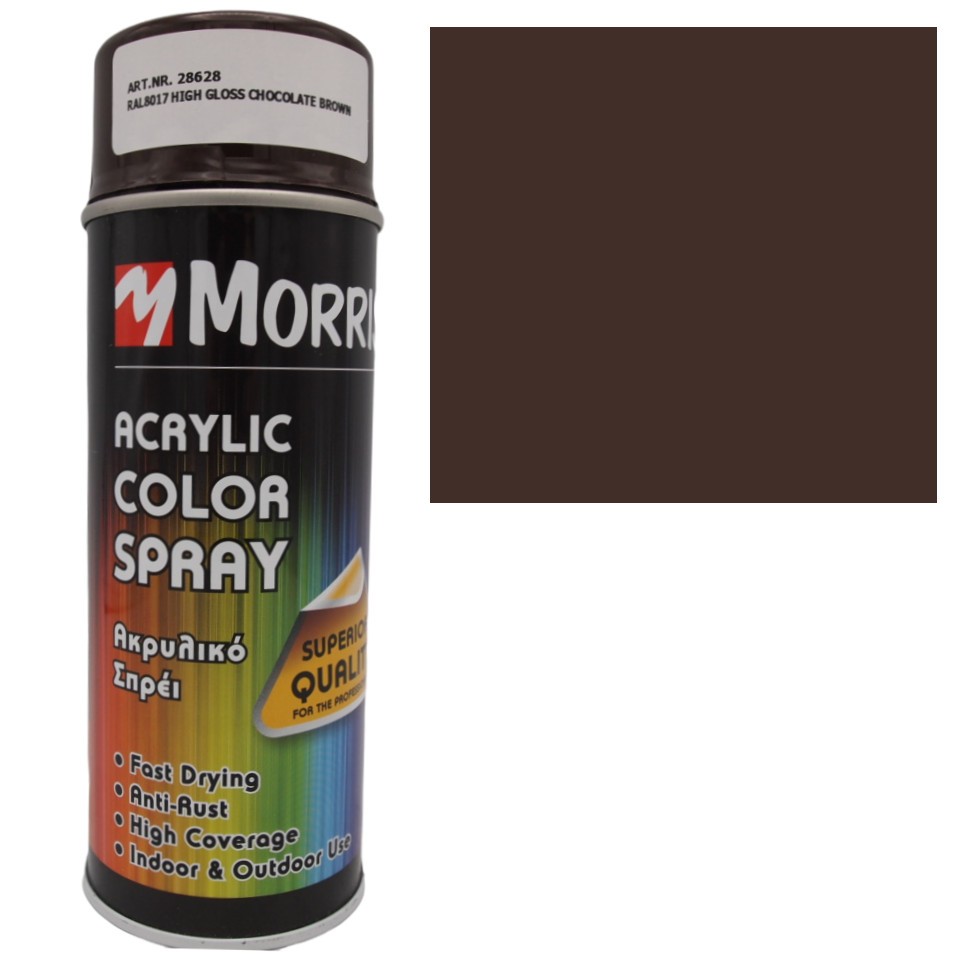 Spray vopsea maro ciocolata, RAL 8017, lucioasa, Morris, 400 ml