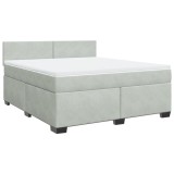 Cumpara ieftin Pat box spring cu saltea, gri deschis, 180x200 cm, catifea