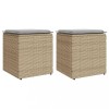 Set 2 Scaune Gradina Gossi, Ratan PE Bej, Perne Gri, 40x40x43 cm, Depozitare, Rezistent UV