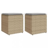 Set 2 Scaune Gradina Gossi, Ratan PE Bej, Perne Gri, 40x40x43 cm, Depozitare, Rezistent UV