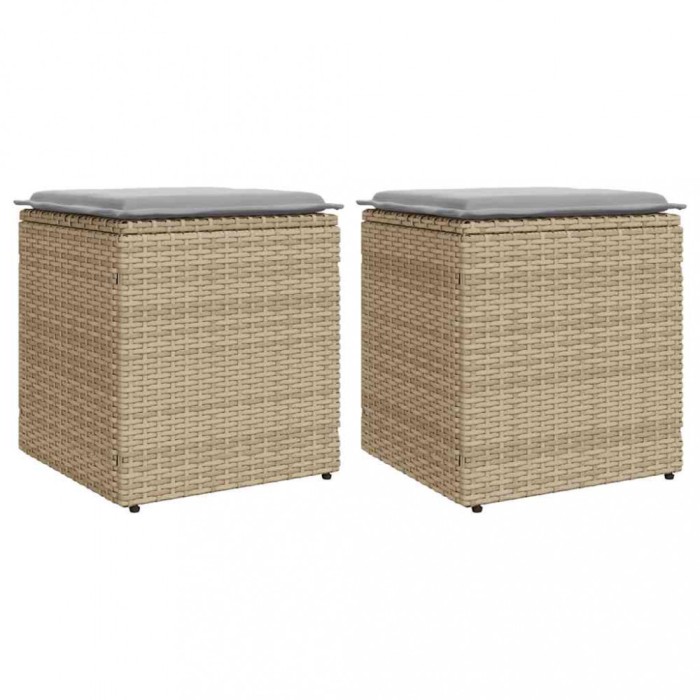 Gossi scaune de gradina cu perne 2 buc bej 40x40x43 cm poly ratan