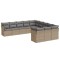 Set canapele de gradina cu perne, 11 piese, bej, poliratan