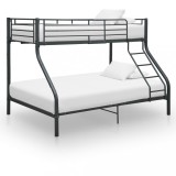 VidaXL Cadru de pat supraetajat, negru, 140 x 200/90 x 200 cm, metal