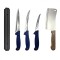 Set profesional de macelarie, injunghiat, transat, dezosat, filetat, 3 cutite otel carbon, suport magnetic, satar