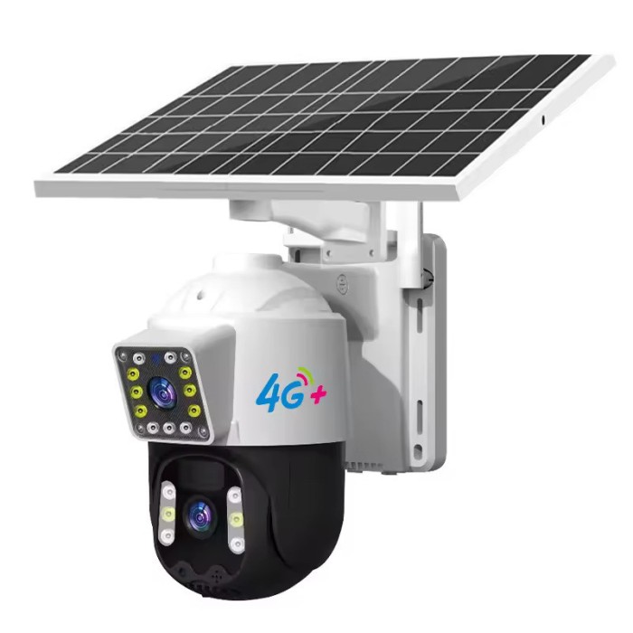 Camera de Supraveghere 4G, TSS-D203, cu Panou Solar, Doua Lentile 3MP+3MP