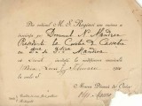 A4555N Invitație din ordinul M S Reginei Elisabeta a Rom&acirc;niei la audițiunea muzicală din 7/19 feb 1900 pt Nicolae Mandrea semnată de Olga Mavrogheni
