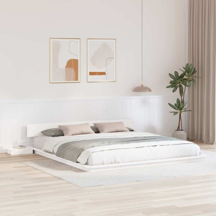 Cadru de pat Alb 200 x 200 cm lemn