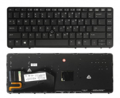 Tastatura HP EliteBook 840 G1 iluminata backlit cu rama gri si joystick foto