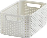 Cos de organizare Curver Style S, crem, aspect ratan, 28x19x12 cm