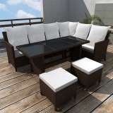 vidaXL Set mobilier de grădină cu perne, 4 piese, maro, poliratan 43095