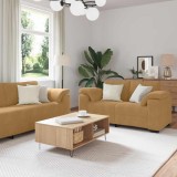 vidaXL Set de canapele cu perne, 3 piese, maro, catifea