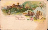CP464 Salutări din Rom&acirc;nia, Mănăstirea Tismana, Curtea de Argeș, carte poștală