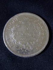 Franța 1874 - A - 5 franci - Monedă de argint