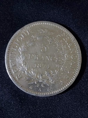 Franța 1874 - A - 5 franci - Monedă de argint foto