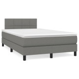 Gossi pat cu arcuri, saltea si led, gri inchis, 120x190 cm, textil