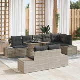 vidaXL Set de canapele pentru grădină 9 pcs Gri deschis Rattan poli 3357945