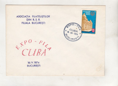 bnk fil Plic ocazional Expo-fila Cuba Bucuresti 1974 foto