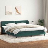 Pat cu arcuri cu saltele verde &icirc;nchis 180x210 cm catifea