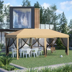 Outsunny Baldachin Cort Pop-Up cu Plasă 585x295xx270cm, Corturi Mari pentru Petreceri cu Geanta de Transport pentru Exterior, Gradina, Terasa, Bej