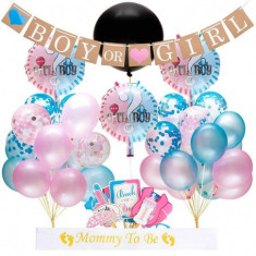 Set 55 baloane si accesorii pentru asteptarea bebelusului BOY or GIRL foto
