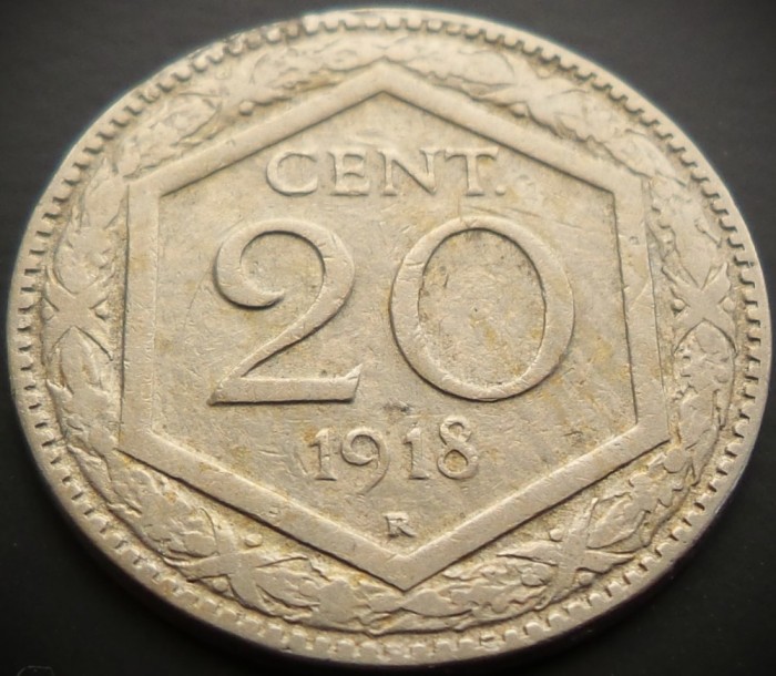 Moneda istorica 20 CENT / CENTI - ITALIA, anul 1918 * cod 4356