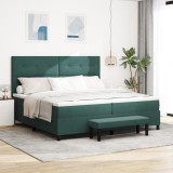 VidaXL Pat cu Arcuri cu Saltea și Bancă Verde &icirc;nchis 200x200 cm Catifea