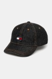 Tommy Jeans șapcă de baseball din denim bărbați, culoarea bleumarin, cu imprimeu, AM0AM13535