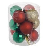 Set Globuri de Crăciun Mate Rosii Verzi Aurii cu Glitter, CMCLASS