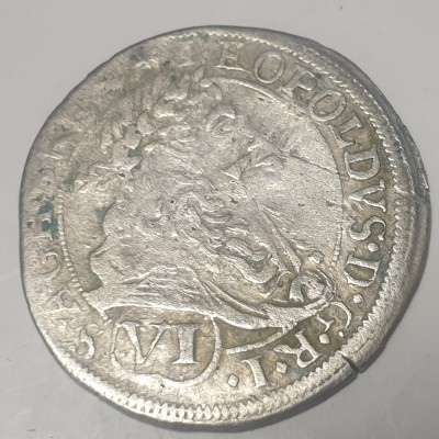 Ungaria 6 kreuzer 1676 argint Leopold l foto