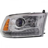 Far Dodge Ram (Ds/Dj) 2013-2014, Dreapta, tip bec Hir2, reglaj manual, cu lupa, SAE, culoare argintiu, varianta pentru SUA TyC, 68093216AB, 68093216A