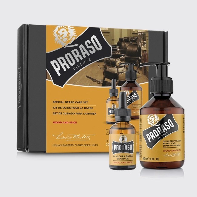Proraso Set Ingrijire Barba Wood &amp;amp; Spice, Ulei + Sampon pentru barba