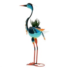 Decoratiune pentru Gradina, Flippy, Flamingo pentru Gradina cu Suport pentru Plante Flori, Ornament de Ghiveci de Flori, Model Flamingo, din Fier, 71