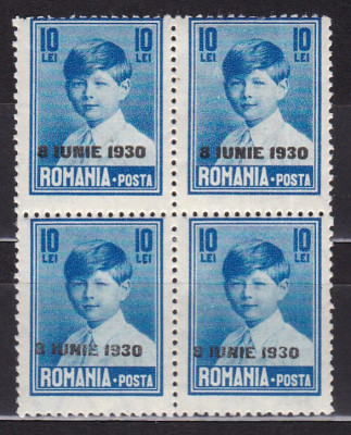 1930 LP 83 r MIHAI SUPRATIPAR 8 IUNIE 1930 EROAREA 10 L CU FILIGRAN BLOC DE4 MNH foto