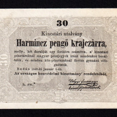 Ungaria / Romania 30 Pengo Kraiczar 1848 AUNC scris in chirilica / romana veche