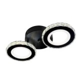 Lustra LED cu telecomanda si cristal NOVA ROTONDA, 29W, 2 Cercuri, lumina Rece/Calda/Neutra, Dimabila, Negru, Alessandro DESIGN